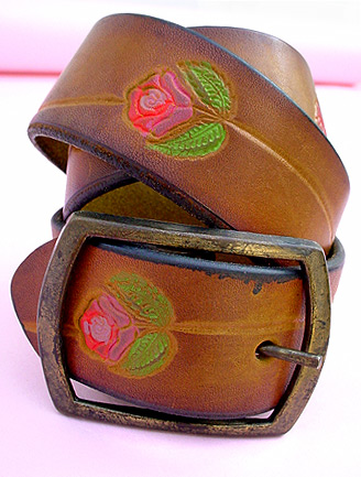 70S LEATHER HIPPIE   ROSES BELT