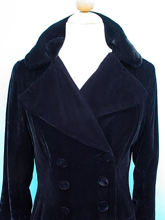 70S NIGHT PORTER  BLACK VELVET MAXI COAT