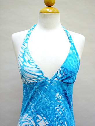THE HALTER DRESS RECONSTRUCTED PLUMES IN BLUE