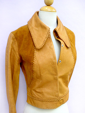 70S LEATHER & SUEDE CROPPED CARAMEL