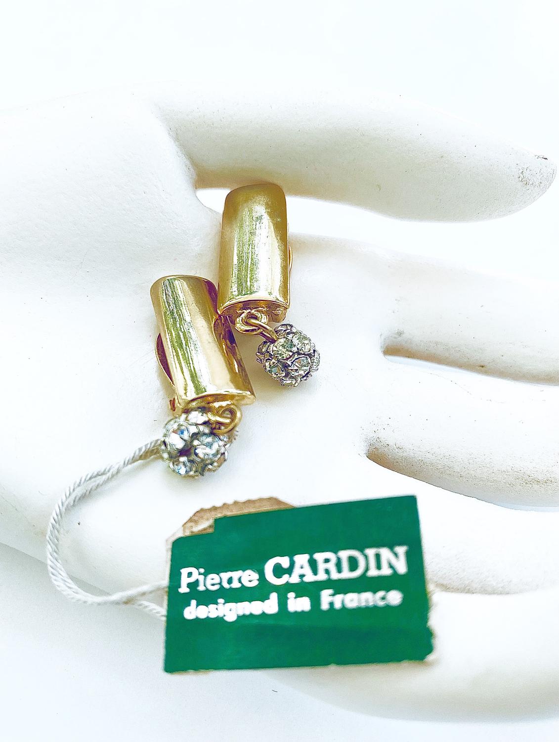 70S PIERRE CARDIN   DANGLE RHINESTONE EARRINGS