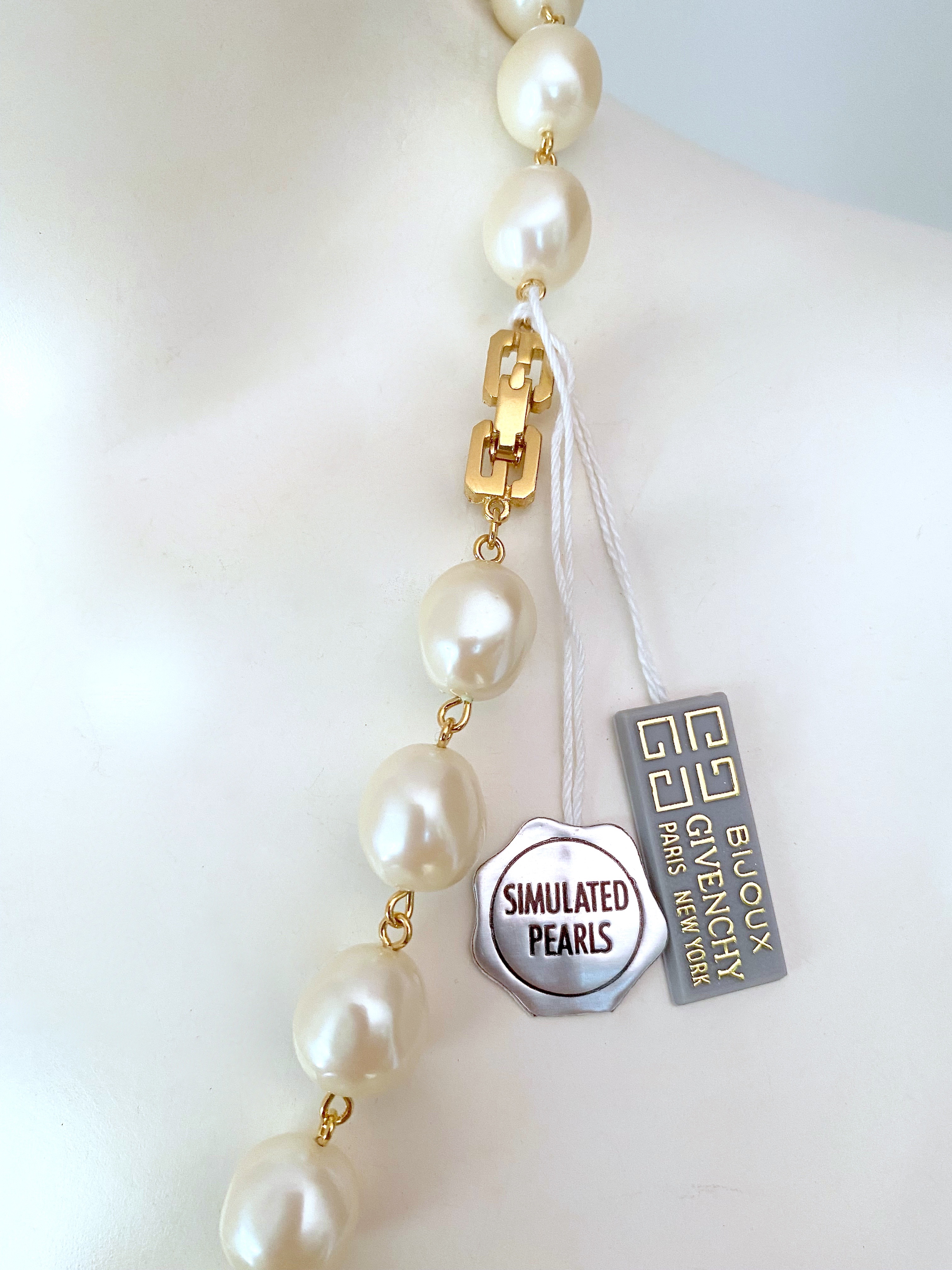 Vintage Yellow Gold Plated Givenchy Fresh Water Pearl & Crystal Necklace |  £340.00 | Buchanan Galleries