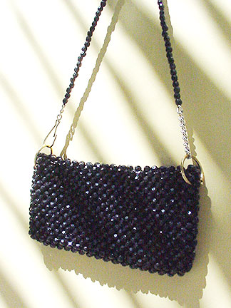 BLACK BEADED BAUBLE BAG