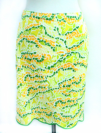 60S GREEN & YELLOW CUTIE  SLIP SKIRT