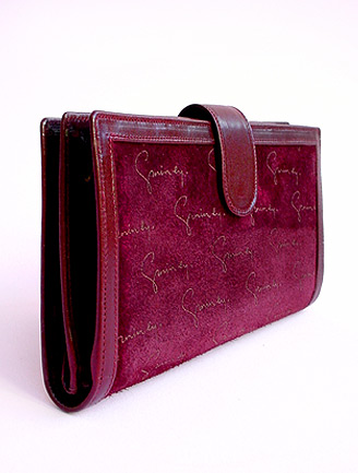 70S GIVENCHY WALLET BURGUNDY SUEDE SECRETARY