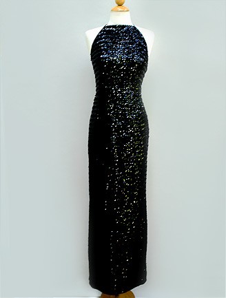 70S LANVIN  NOIR SEQUIN GOWN 5/6