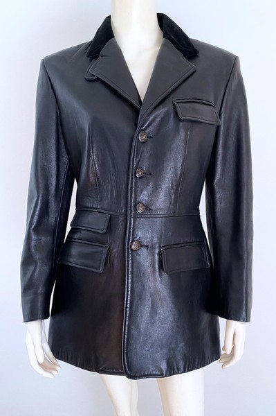 90S RALPH LAUREN
VELEVT COLLAR LEATHER JACKET